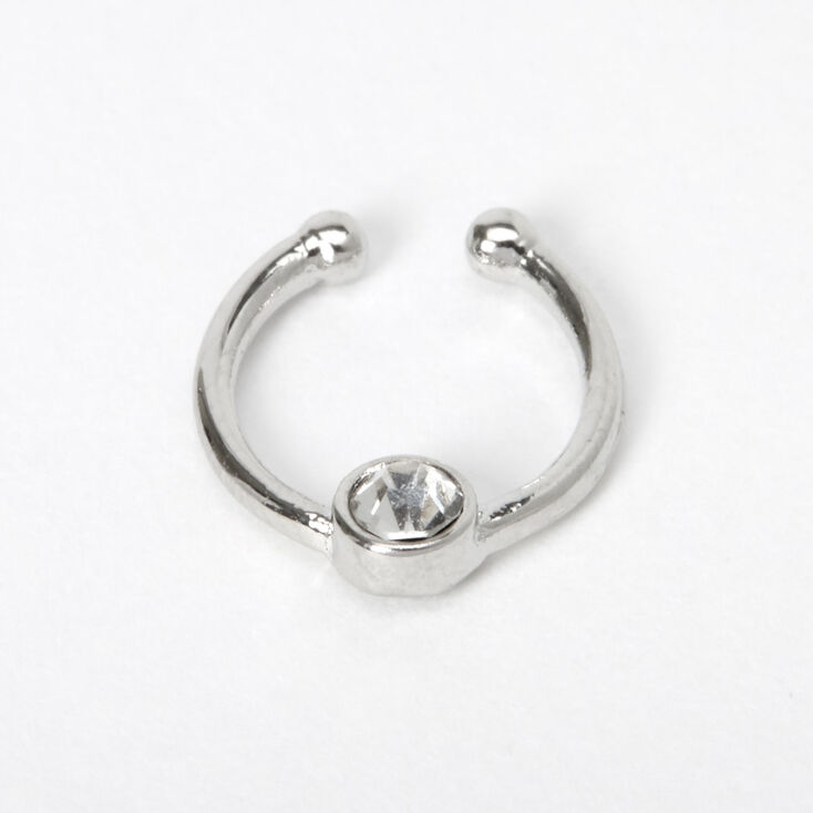 Silver Crystal Faux Nose Ring Claire's