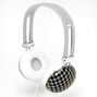 Silver Metallic Headphones - Checkered,