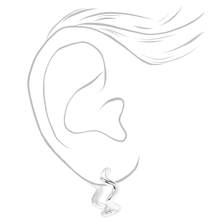 Silver-tone Squiggle Zig Zag 20MM Hoop Earrings,