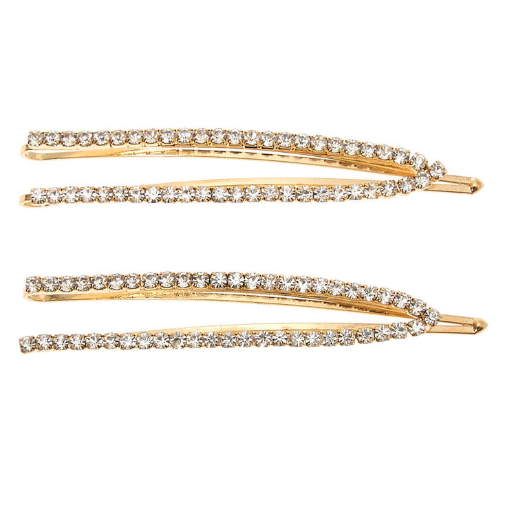 Gold Rhinestone Open Hair Pins - 2 Pack,