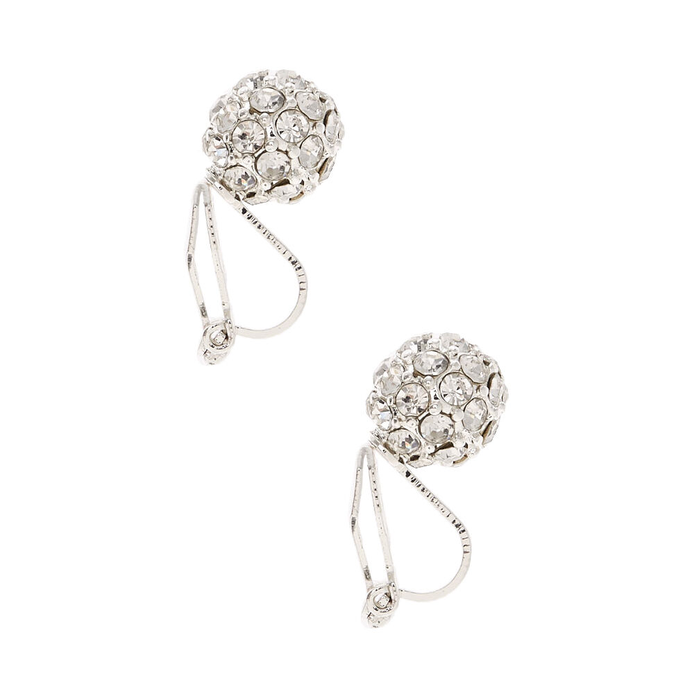 Silver Fireball Clip On Stud Earrings,