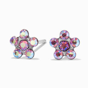 Claire&#39;s Exclusive Stainless Steel AB Pink Crystal Daisy Studs Ear Piercing Kit with After Care Lotion,