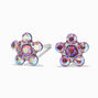 Claire&#39;s Exclusive Stainless Steel AB Pink Crystal Daisy Studs Ear Piercing Kit with After Care Lotion,
