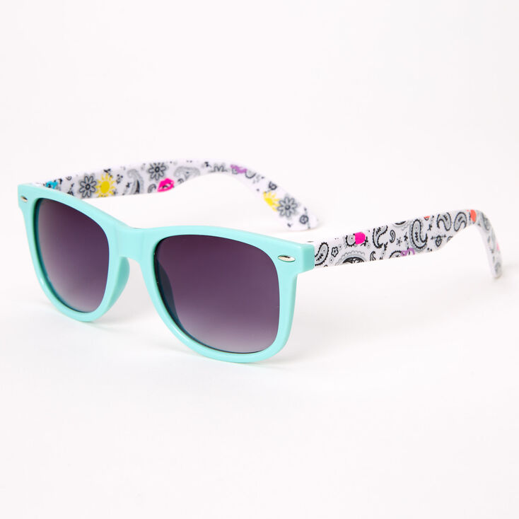 Claire's Lunettes de soleil imprimé cachemire estival rétro - Vert menthe