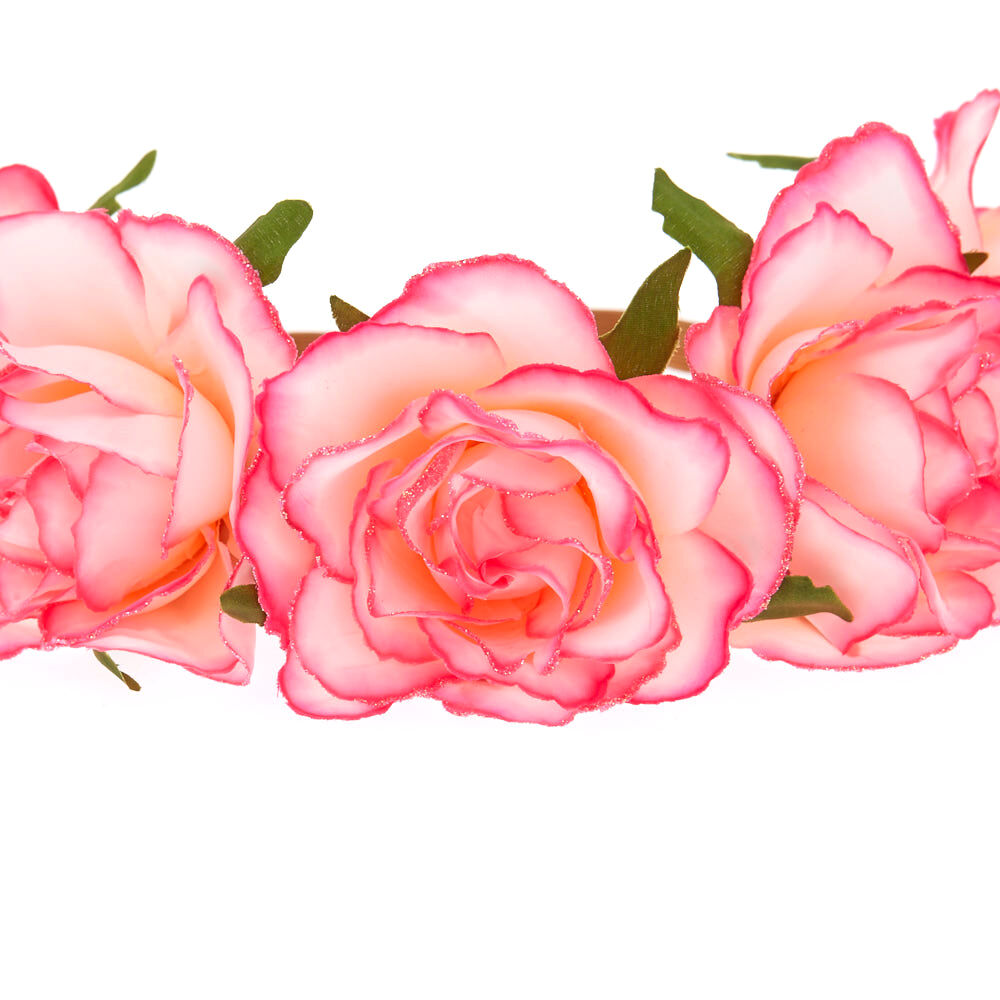 Ombre Flower Crown Headwrap - Pink To Orange,