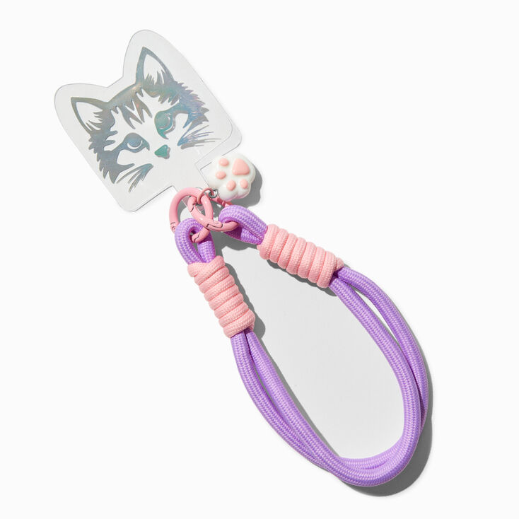 Purple &amp; Pink Cat Phone Wrist Strap,