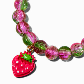 Strawberry Charm Beaded Stretch Bracelet,