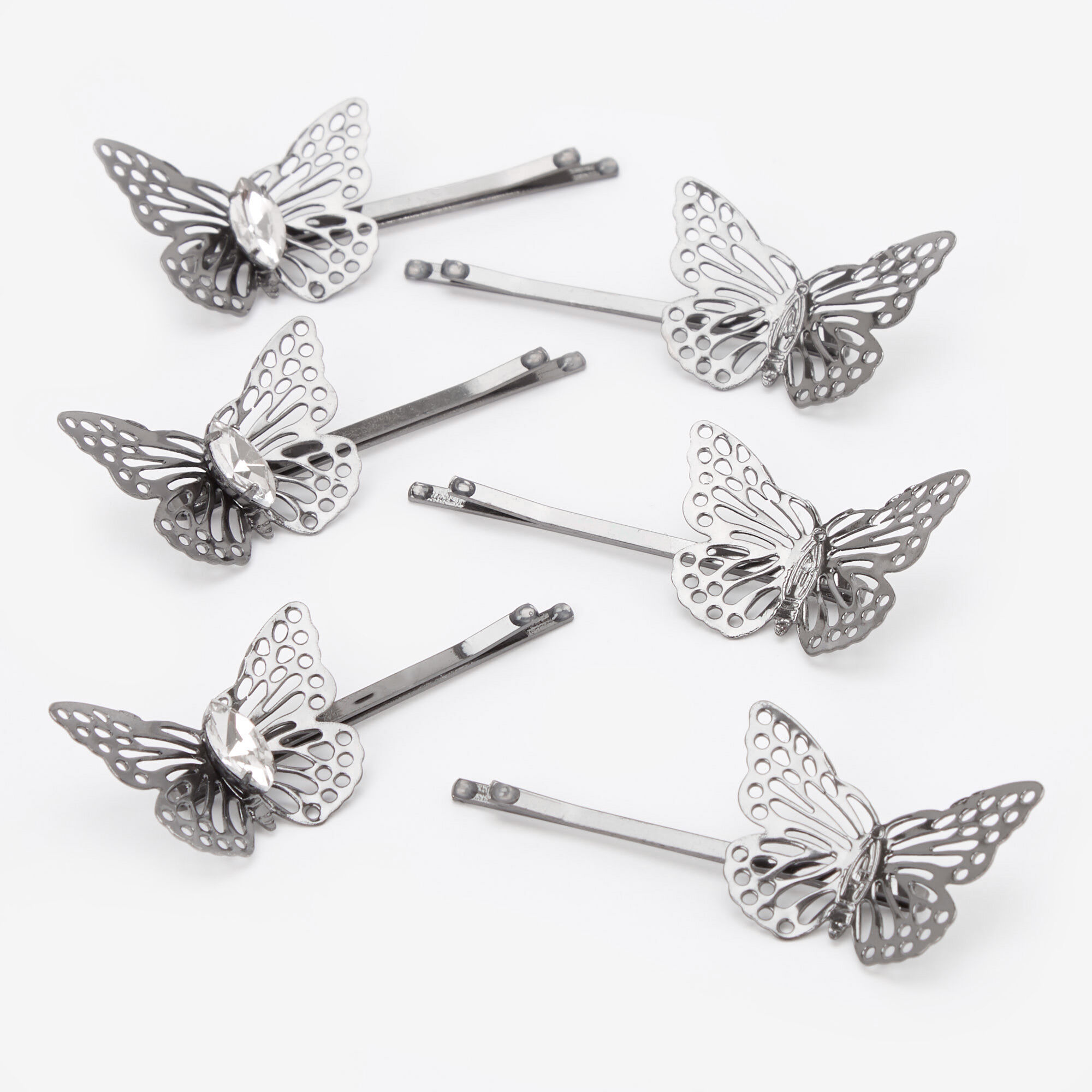 View Claires Filigree Butterfly Hair Pins 6 Pack Silver information