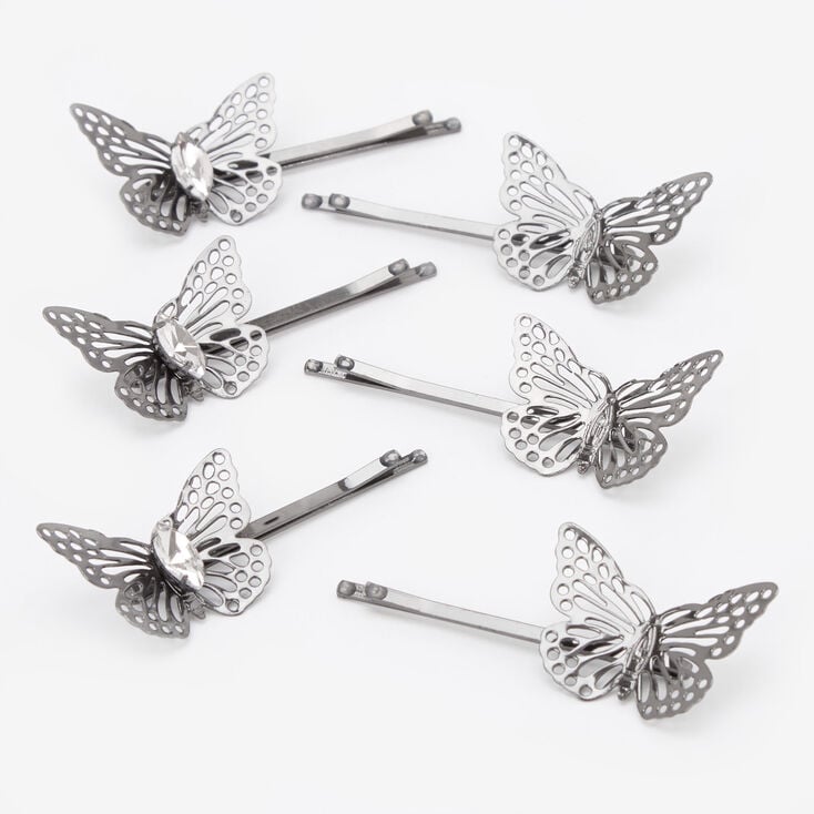 Claire's Épingles à cheveux papillon en filigrane couleur argentée - Lot de 6