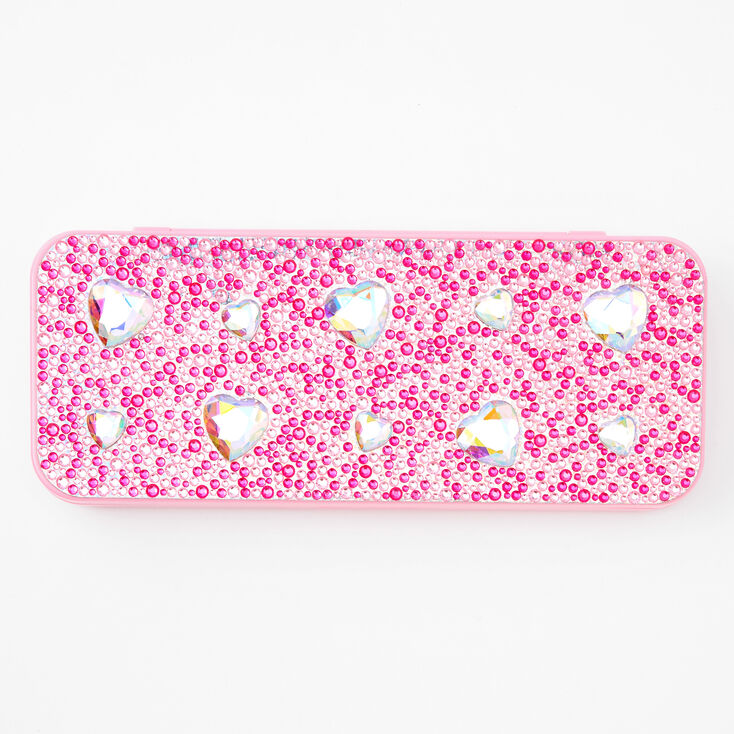 Rhinestone Hearts Bling Makeup Case,