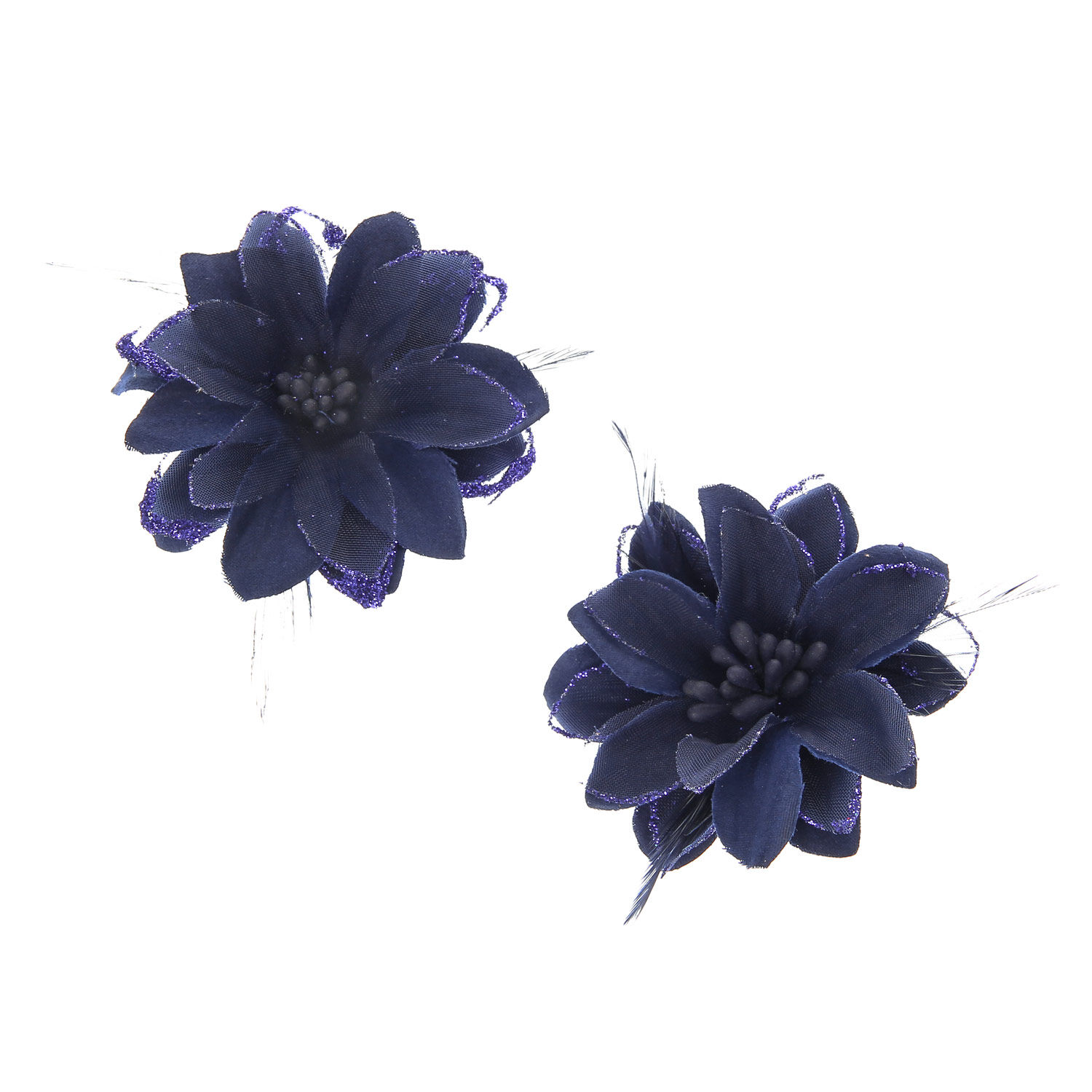 navy hair flower clips