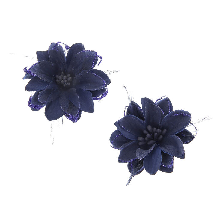 Claire's Lot de 2 barrettes à fleur bleu marine