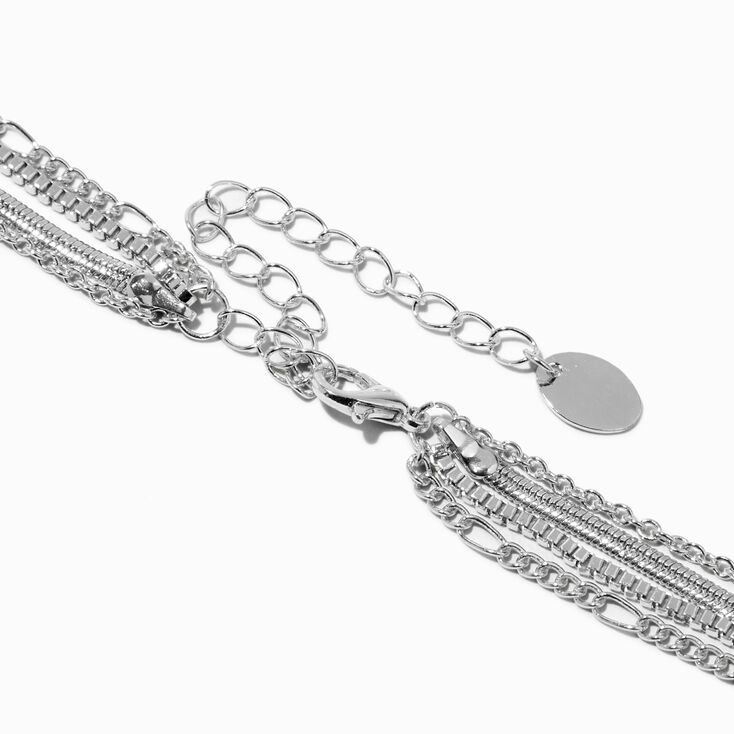 Silver-tone Hammered Pendant Woven Multi-Strand Necklace,