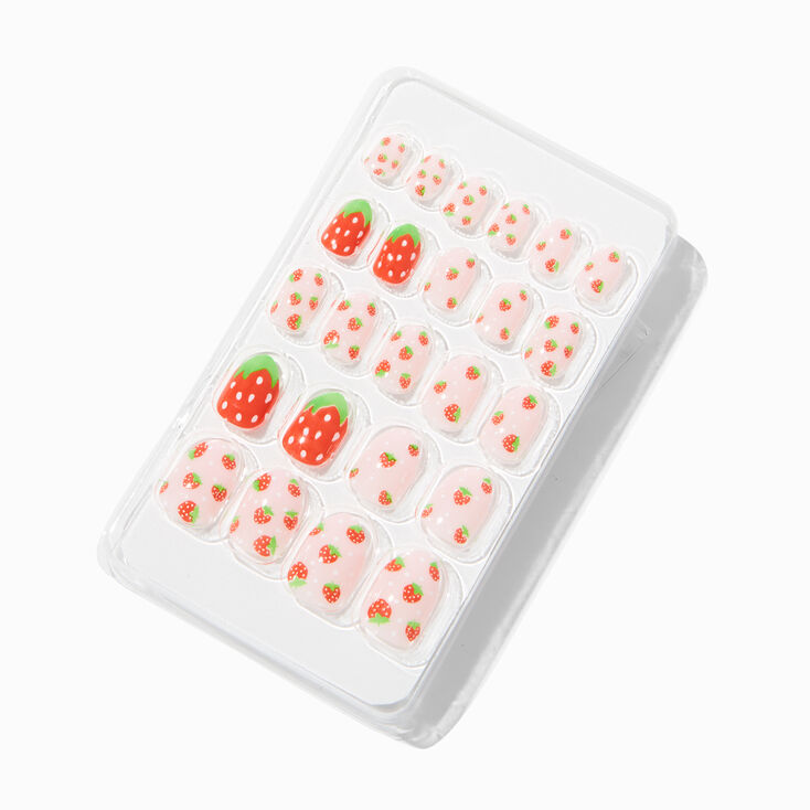 Strawberry Polka Dot Stiletto Press On Vegan Faux Nail Set - 24 Pack,