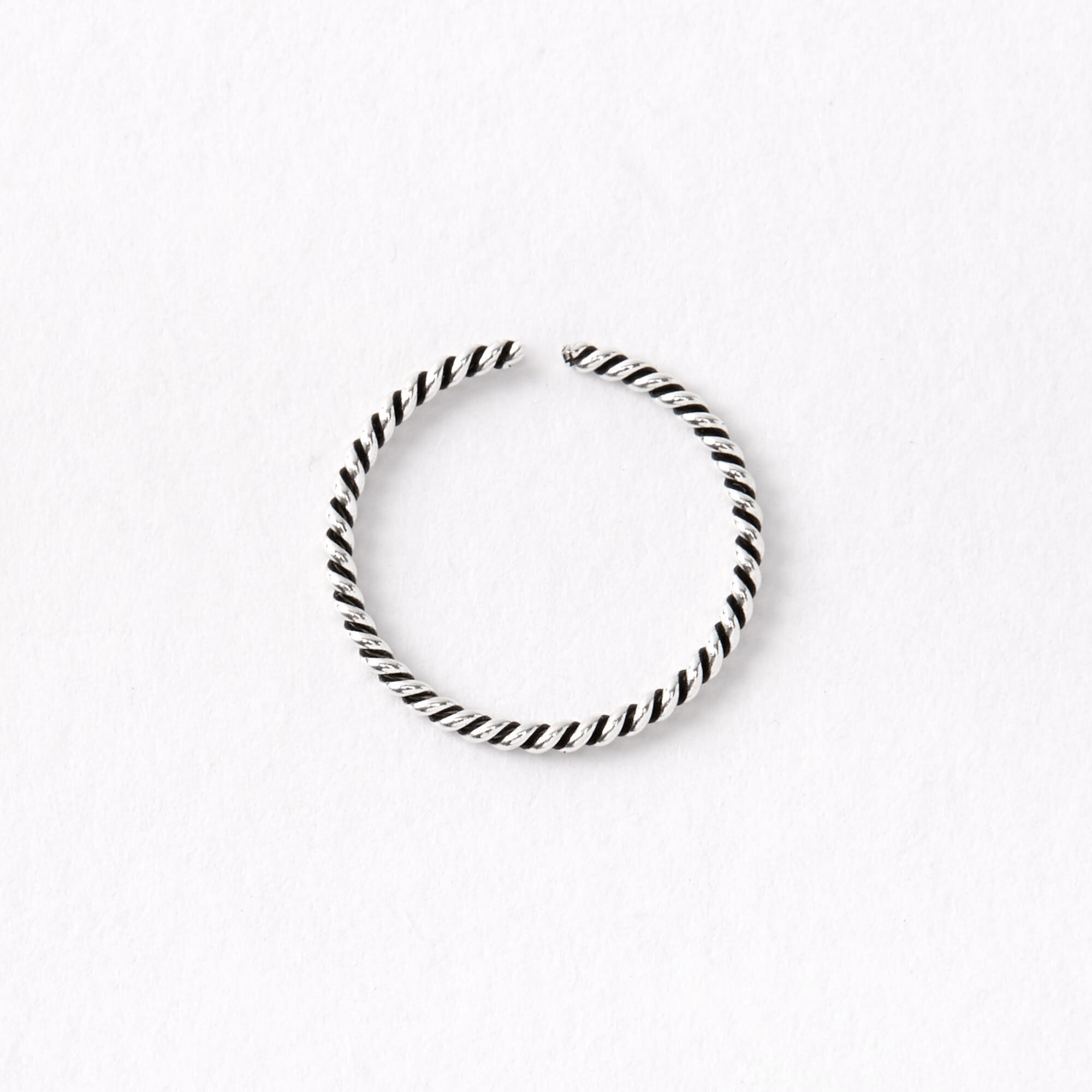 Sterling Silver 20G Braided Swirl Hoop Nose Ring,