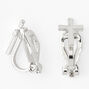 Silver Cross Clip On Stud Earrings,