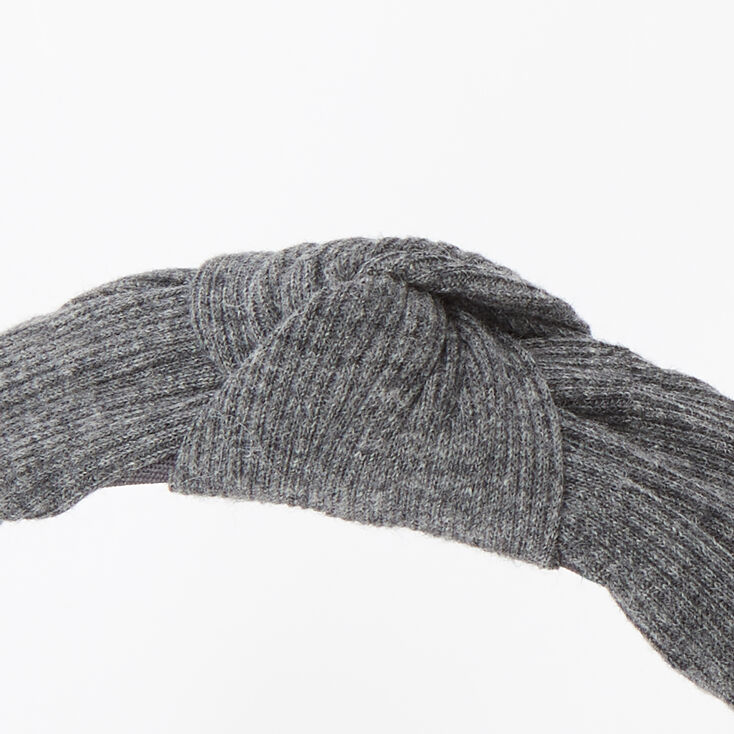 Ribbed Knotted Headband - Charcoal,
