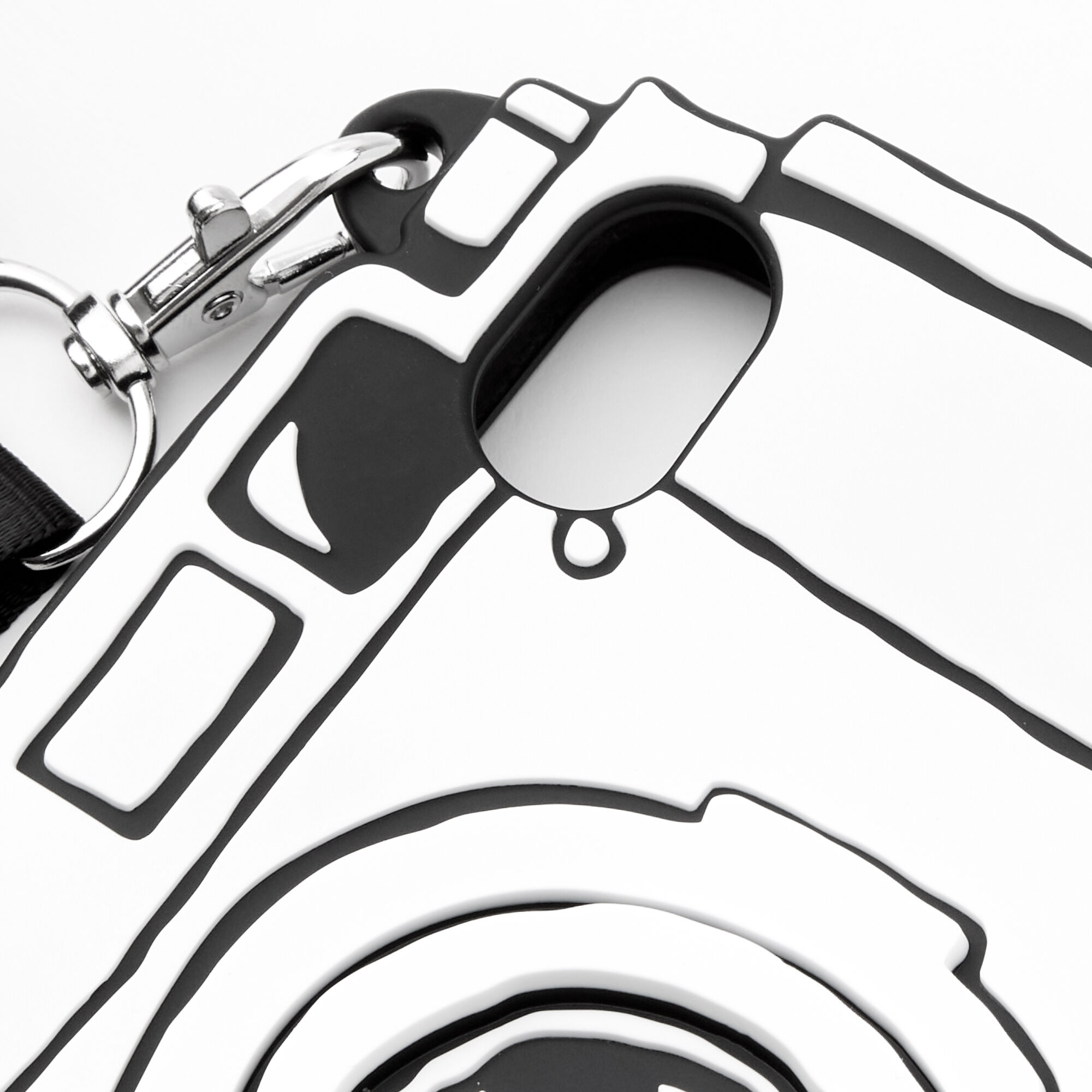 Black & White Camera Silicone Phone Case with Lanyard - Fits iPhone XR,