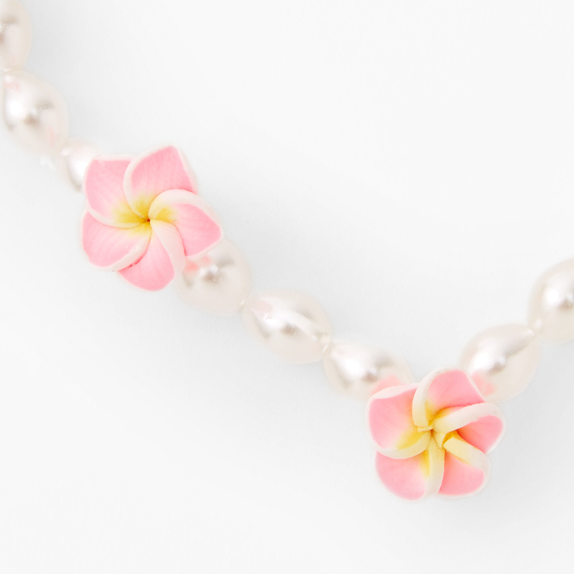 Tropical Hibiscus Pearl Beaded Stretch Bracelet,