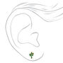 18k Gold Plated One Emerald Cactus Stud Earring,