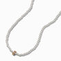 Gold-tone Initial Pendant Faux Pearl Necklace - J ,
