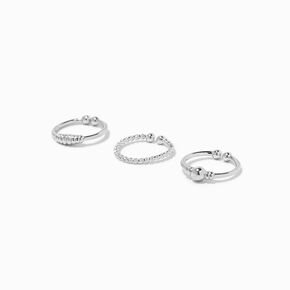 Silver-tone Stainless Steel Twisted Faux Nose Rings - 3 Pack,