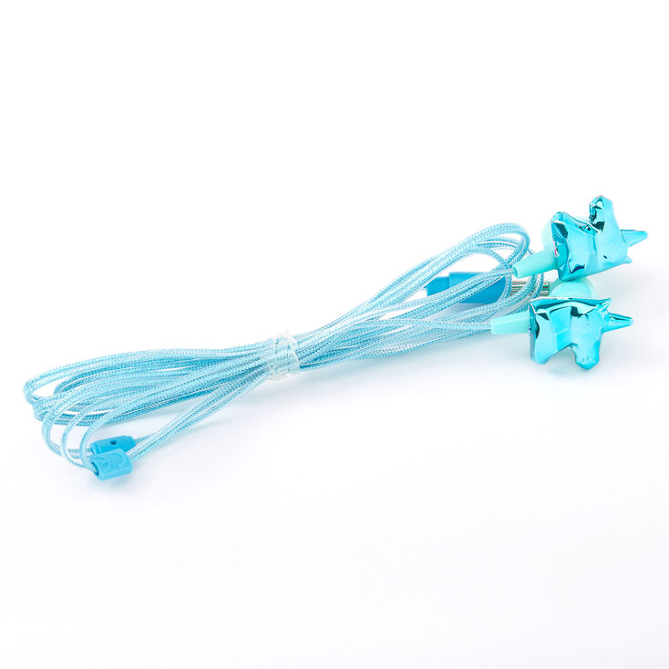 &Eacute;couteurs licorne m&eacute;tallis&eacute;s avec microphone - Turquoise,