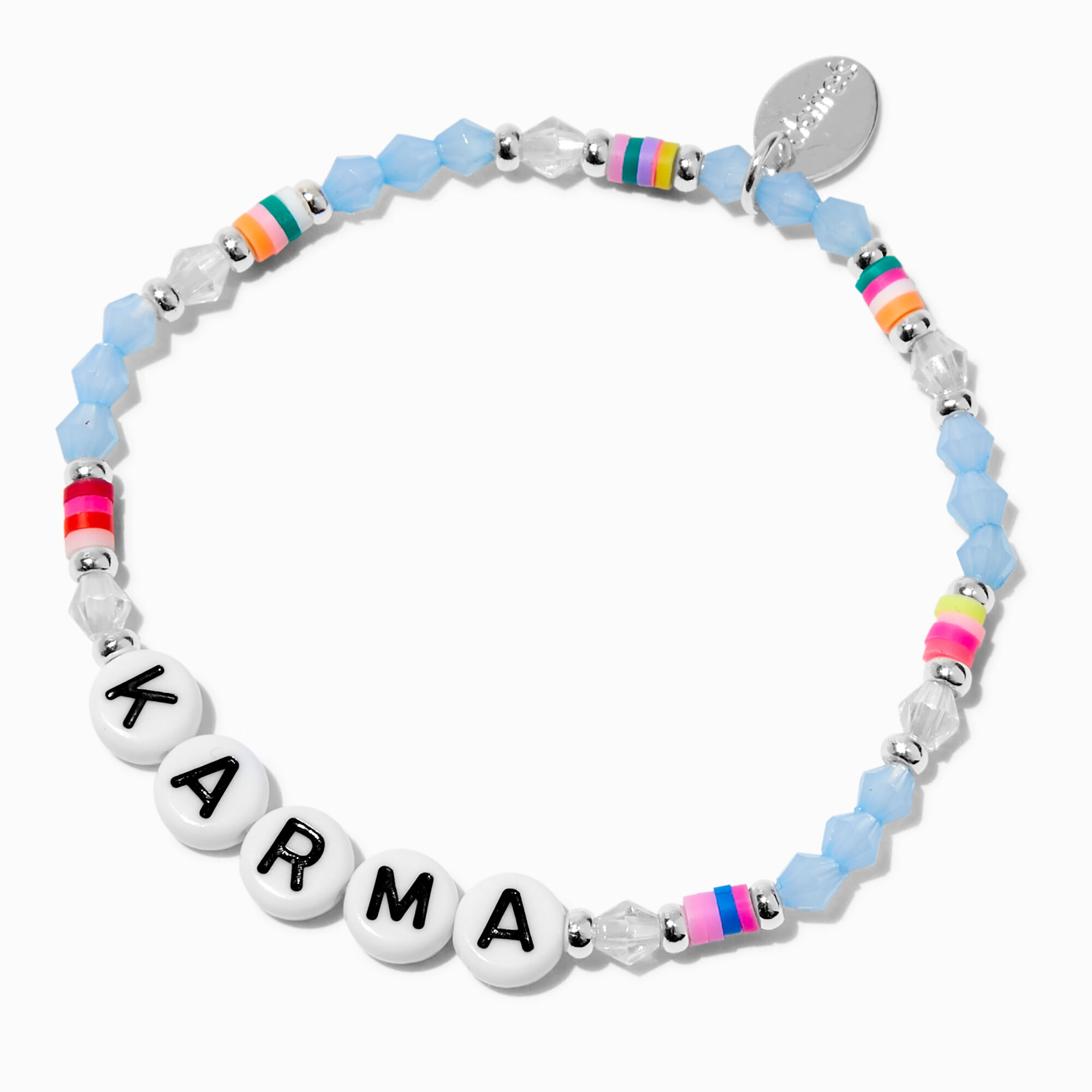 View Claires karma Beaded Stretch Bracelet Silver information