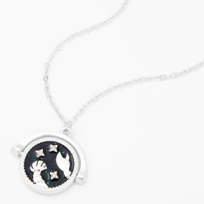Silver Glow In The Dark Zodiac Spinning Pendant Necklace - Cancer,
