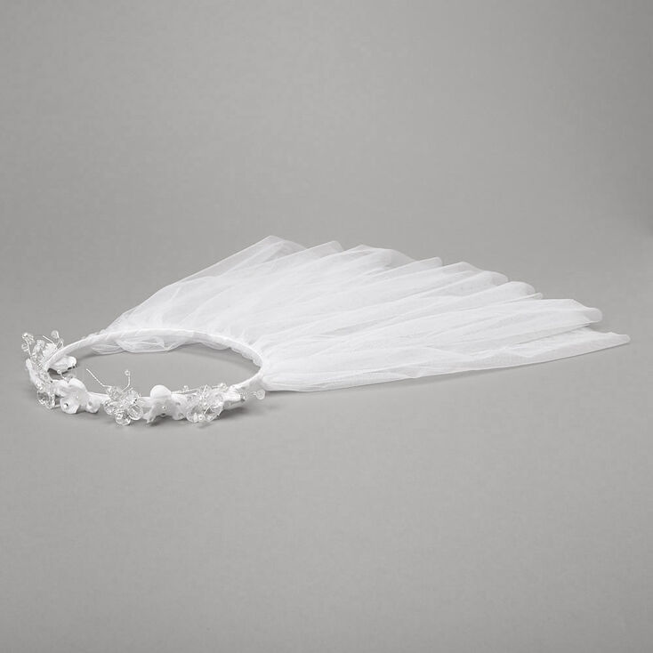 Claire's Voile couronne de fleurs Claire's Club - Blanc