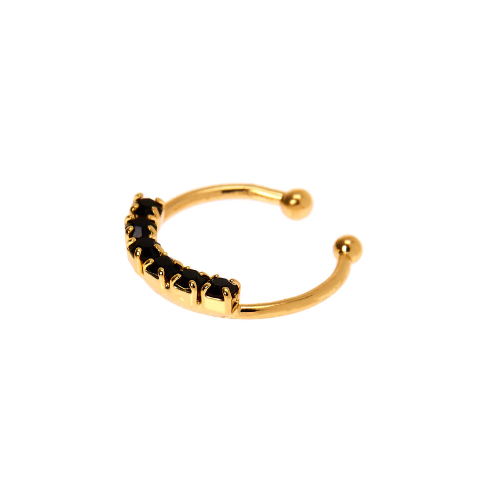Gold nose pin black stone on sale