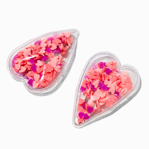 Claire&#39;s Club Pink Shaker Heart Snap Hair Clips - 2 Pack,
