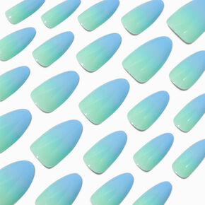 Blue Ombr&eacute; Long Almond Vegan Faux Nail Set - 24 Pack,
