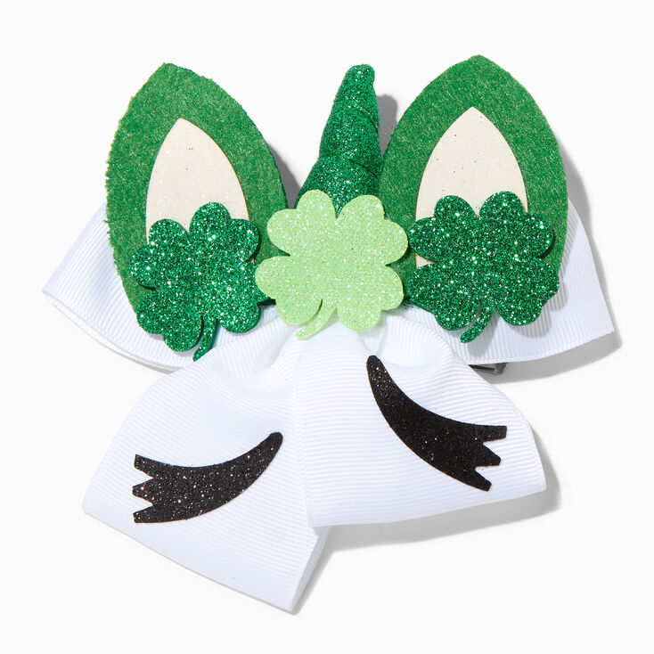 St. Patrick&#39;s Day Unicorn Hair Bow Clip,