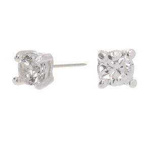 Sterling Silver Cubic Zirconia 2MM Round Stud Earrings,