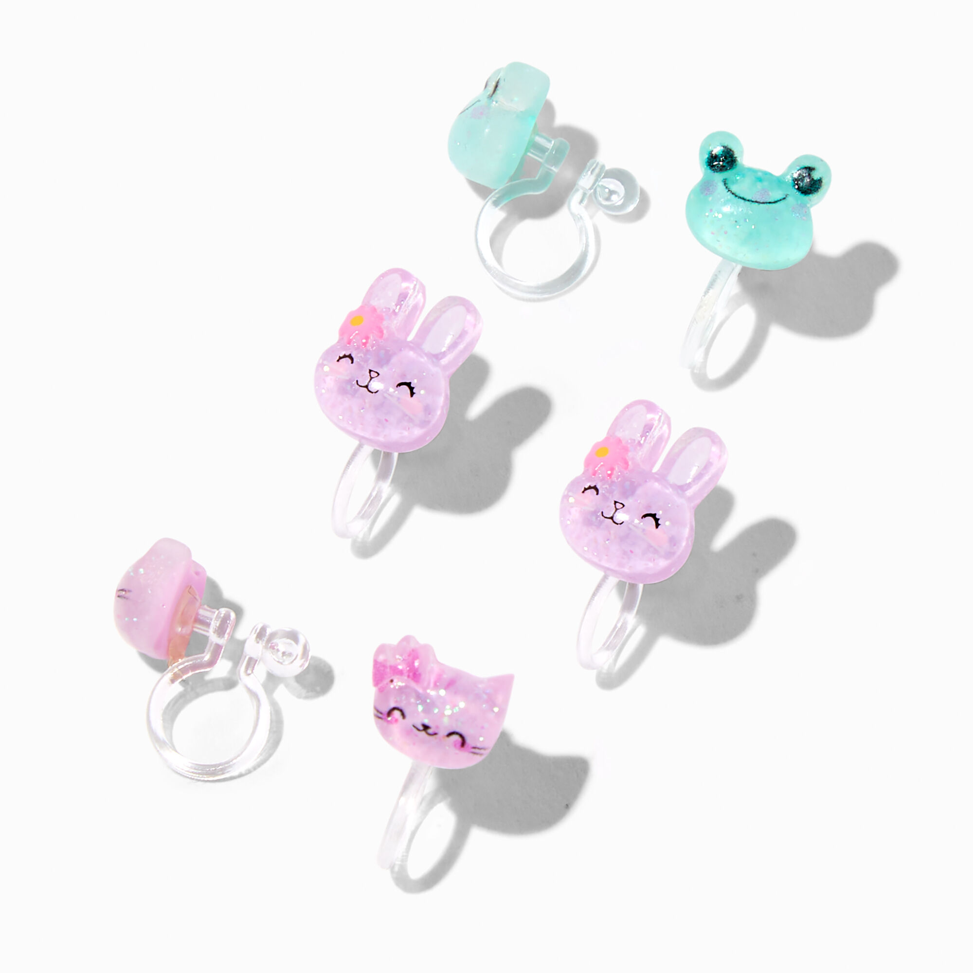 Claire's Club Glitter Critter Clip On Earrings - 3 Pack,