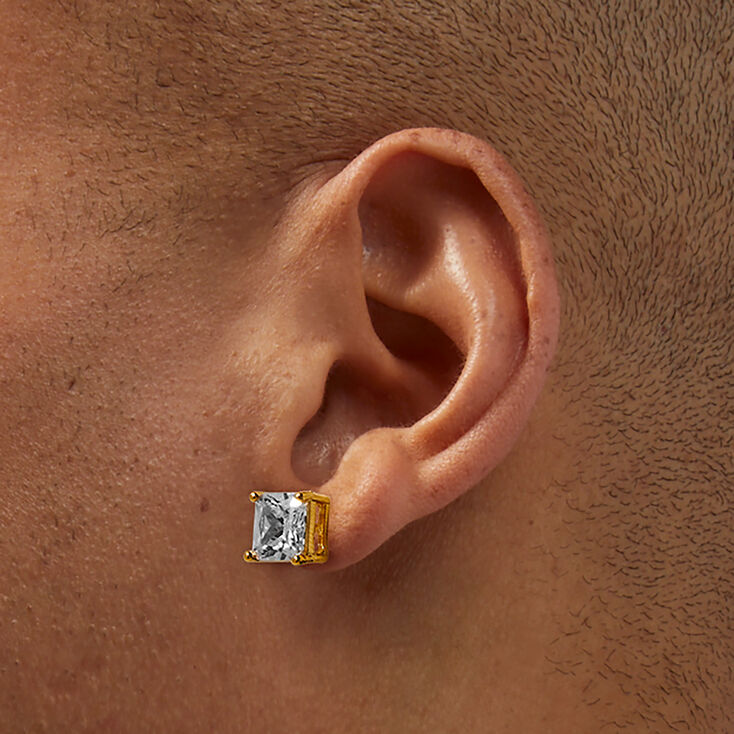 C LUXE by Claire&#39;s 18kt Gold Plated Cubic Zirconia 8mm Square Stud Earrings,