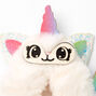 Chouchou chat-licorne en fausse fourrure de taille moyenne - Blanc,