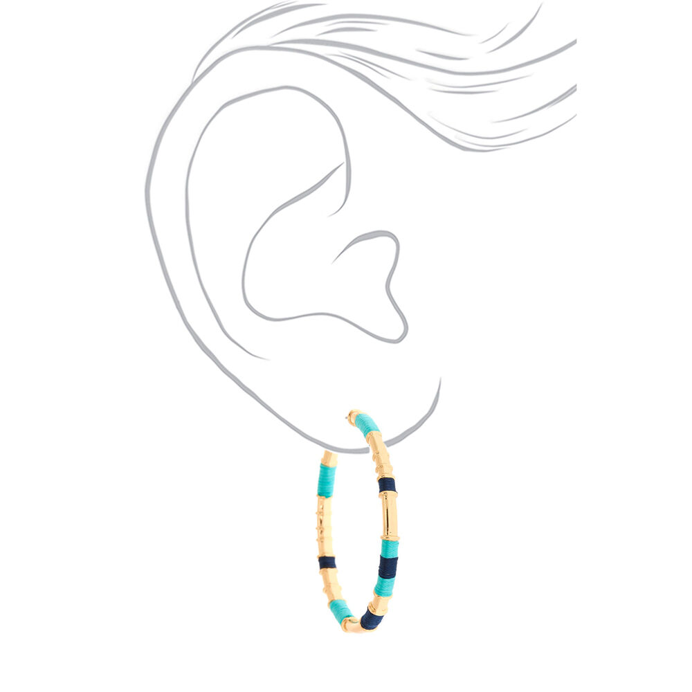Gold 50MM Threaded Hoop Earrings - Mint,