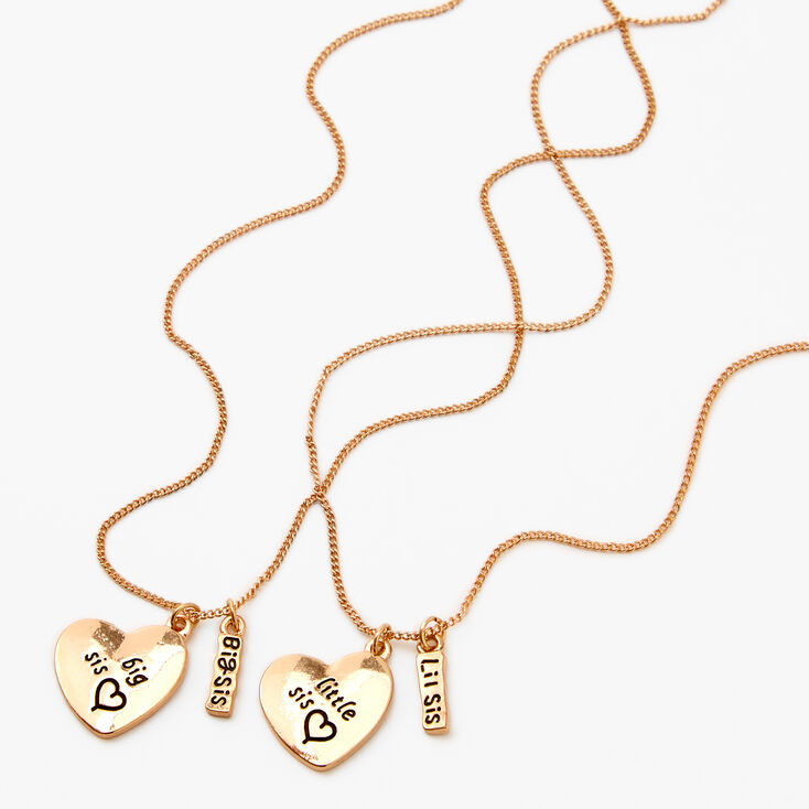 Best Friends Big &amp; Little Sis Heart Pendant Necklaces - 2 Pack,