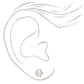 18kt Gold Plated Cubic Zirconia 6MM Cupcake Stud Earrings,