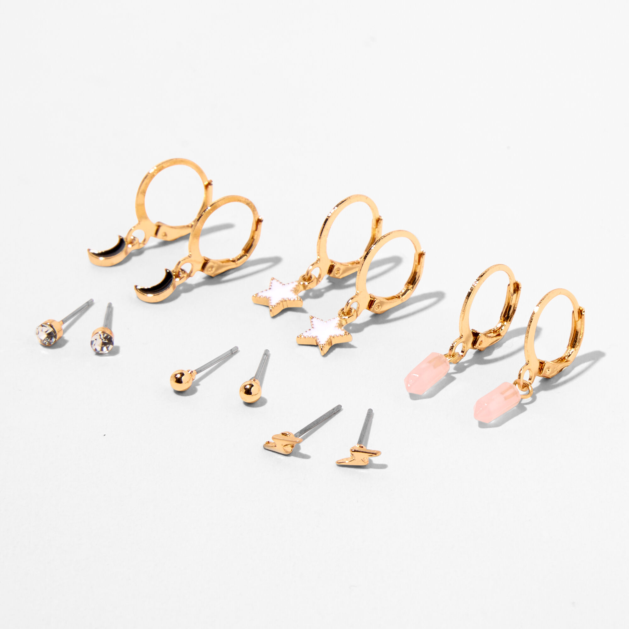 View Claires Tone Celestial Earrings Set 6 Pack Gold information