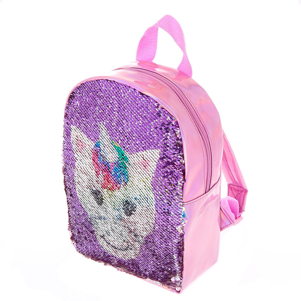 Claire's Club Reversible Sequins Unicorn Backpack - Pink,