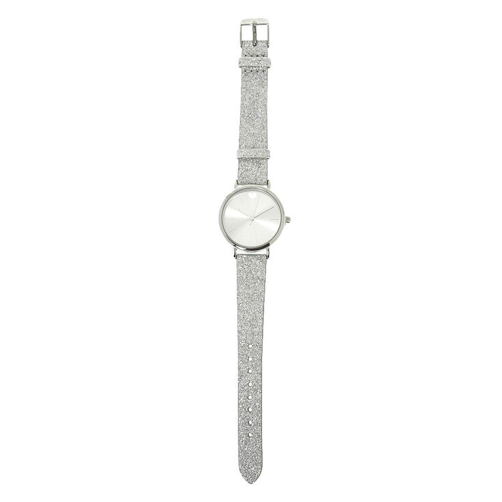 Silver Glitter Classic Watch | Claire's