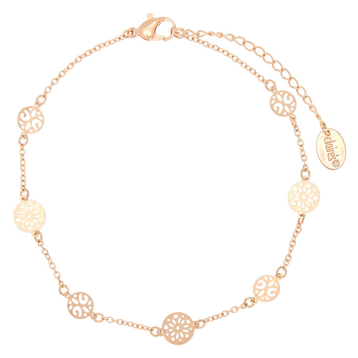 Rose Gold Circle Filigree Anklet,