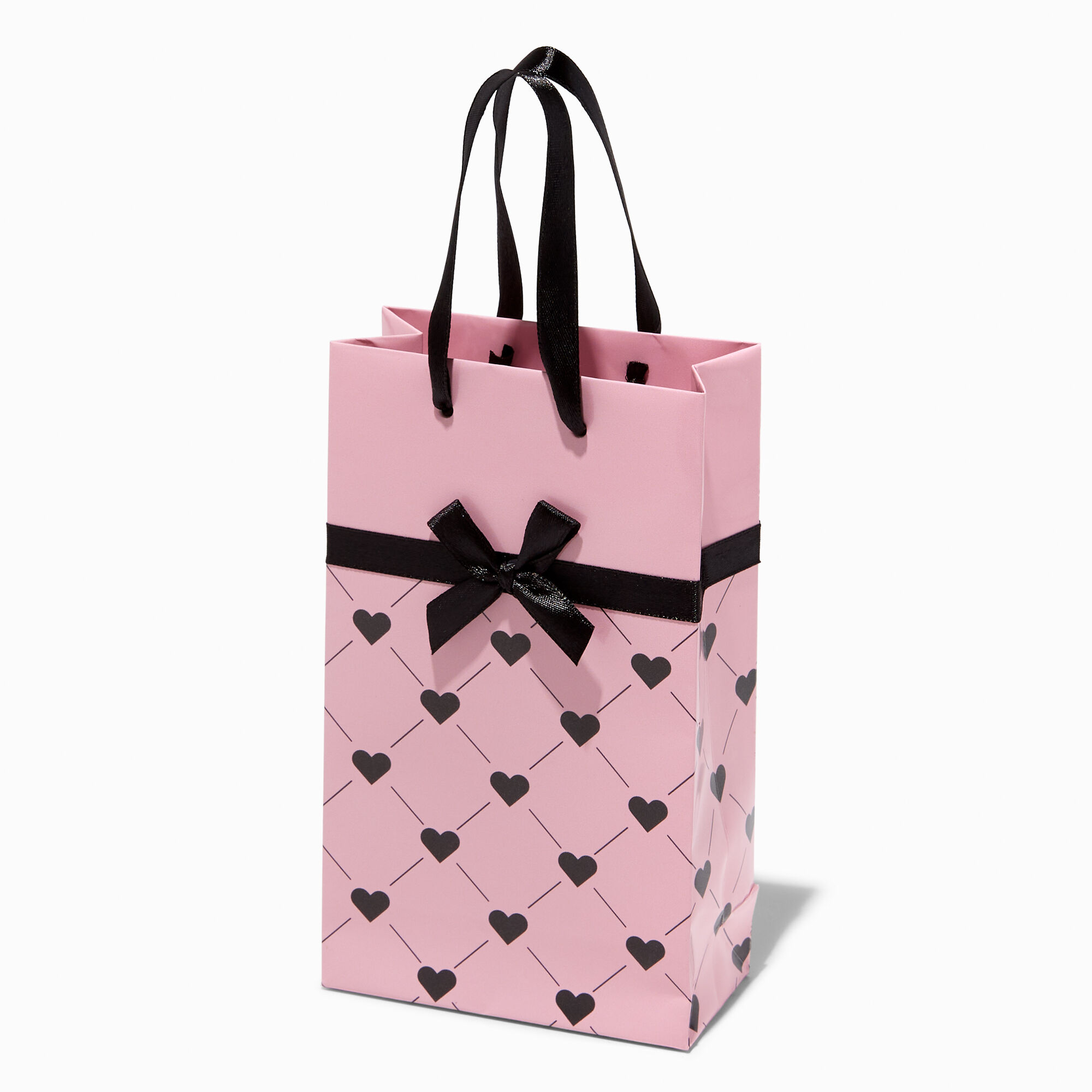 View Claires Small Heart Quilted Gift Bag Pink information