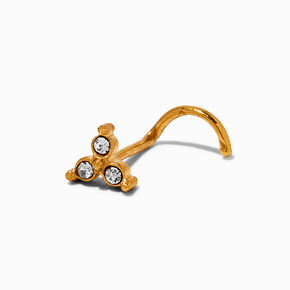 20G Gold-tone Stainless Steel Three-Stone Crystal Nose Stud,