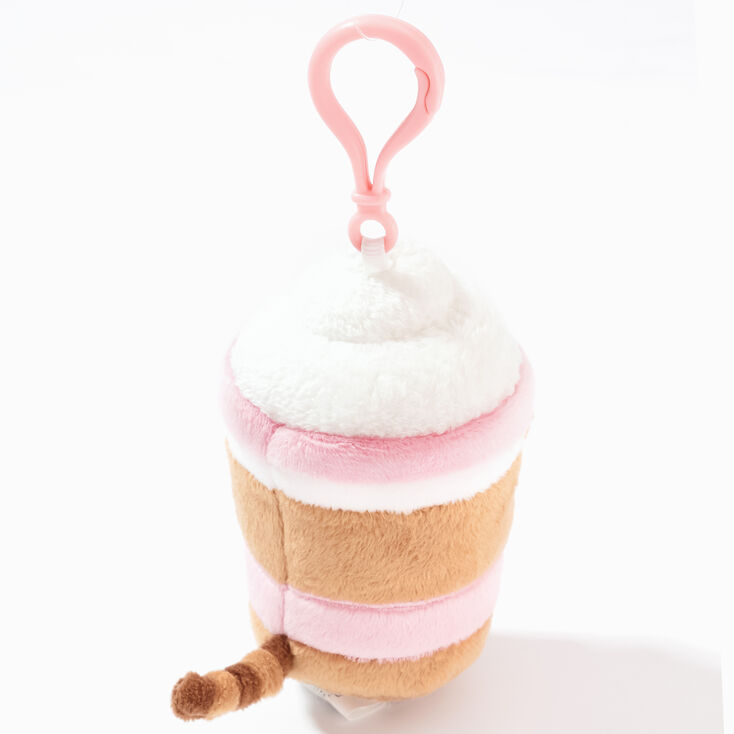 Porte-cl&eacute;s jouet en peluche caf&eacute; glac&eacute; de petite taille Pusheen&reg;,