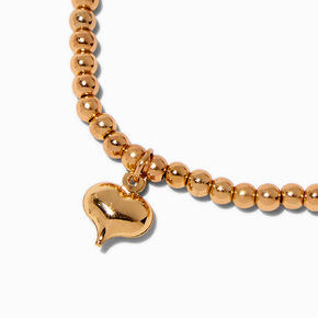 Gold-tone Heart Beaded Stretch Bracelet,