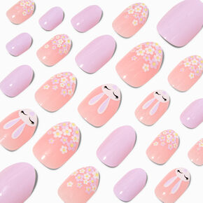 Easter Bunny Stiletto Press On Faux Nail Set - 24 Pack,